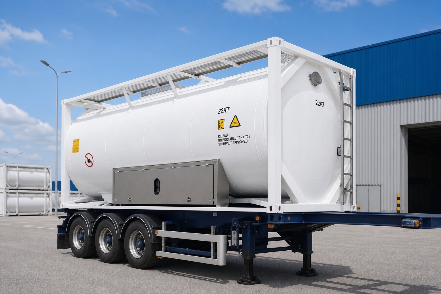 Réservoir ISO intermodal préparé pour le transport professionnel en vrac